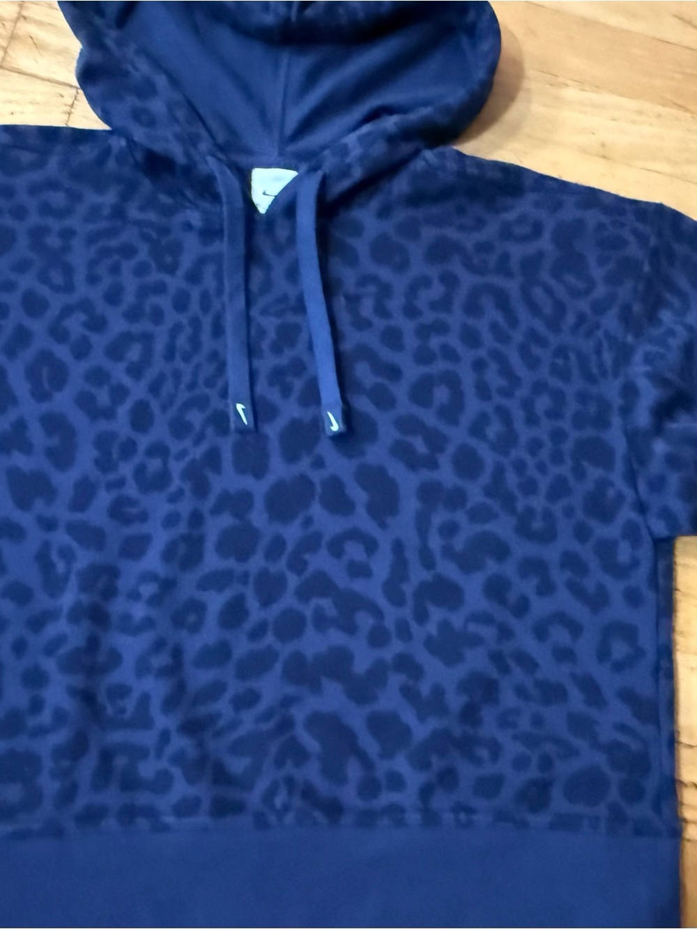 Like new XS Nike  Navy Leopard-Print Crewneck Hoodie